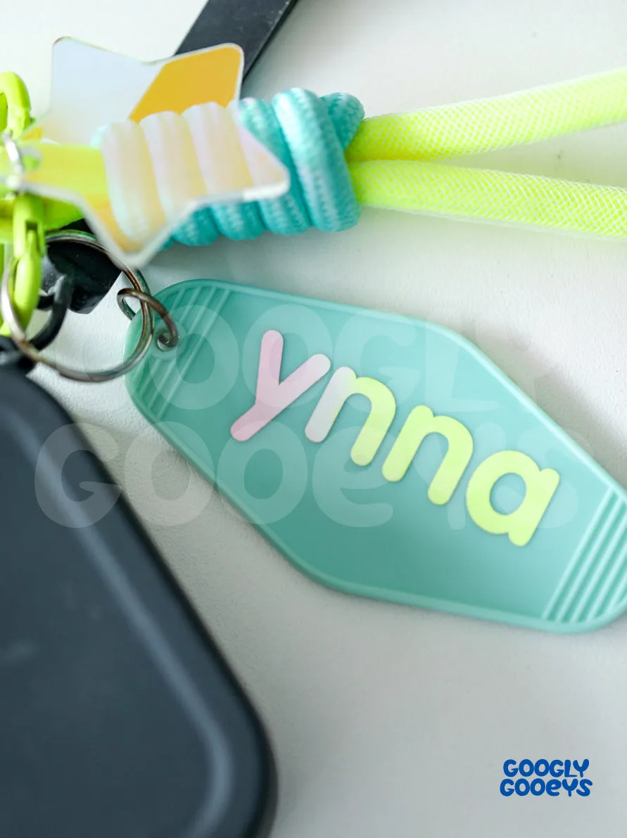 Glittered and Transparent Motel Keychains | 1.75in x 3.5in
