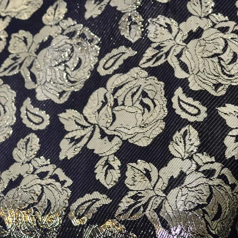 Gloria Sachs New York 1980s Vintage Blouse Metallic Black Gold Roses 8