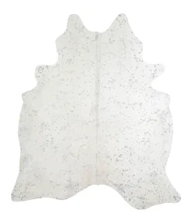 Metallic Silver White XX-Large Brazilian Cowhide Rug 7'11"H x 6'9"W #A20256 by Hudson Hides