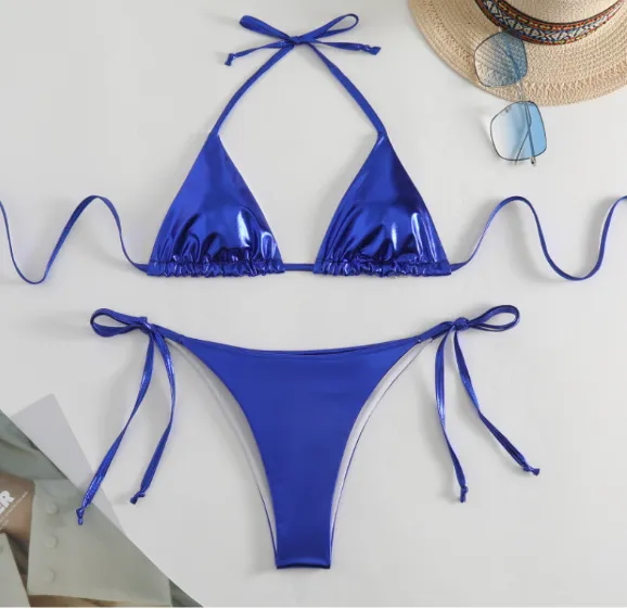 Metallic Triangle Brazilian Bikini