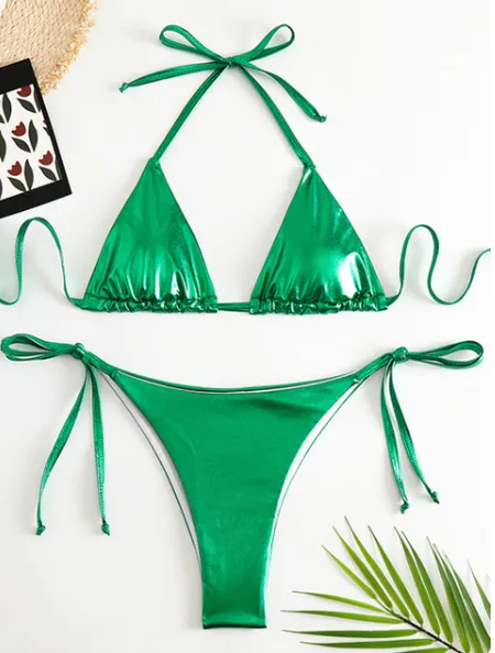 Metallic Triangle Brazilian Bikini