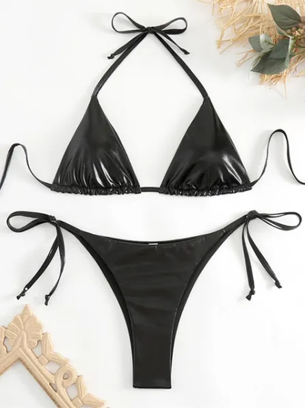 Metallic Triangle Brazilian Bikini