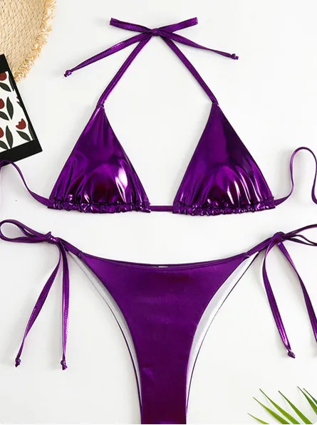 Metallic Triangle Brazilian Bikini