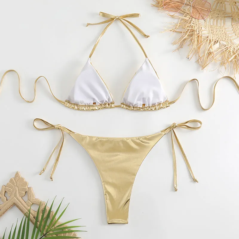 Metallic Triangle Brazilian Bikini