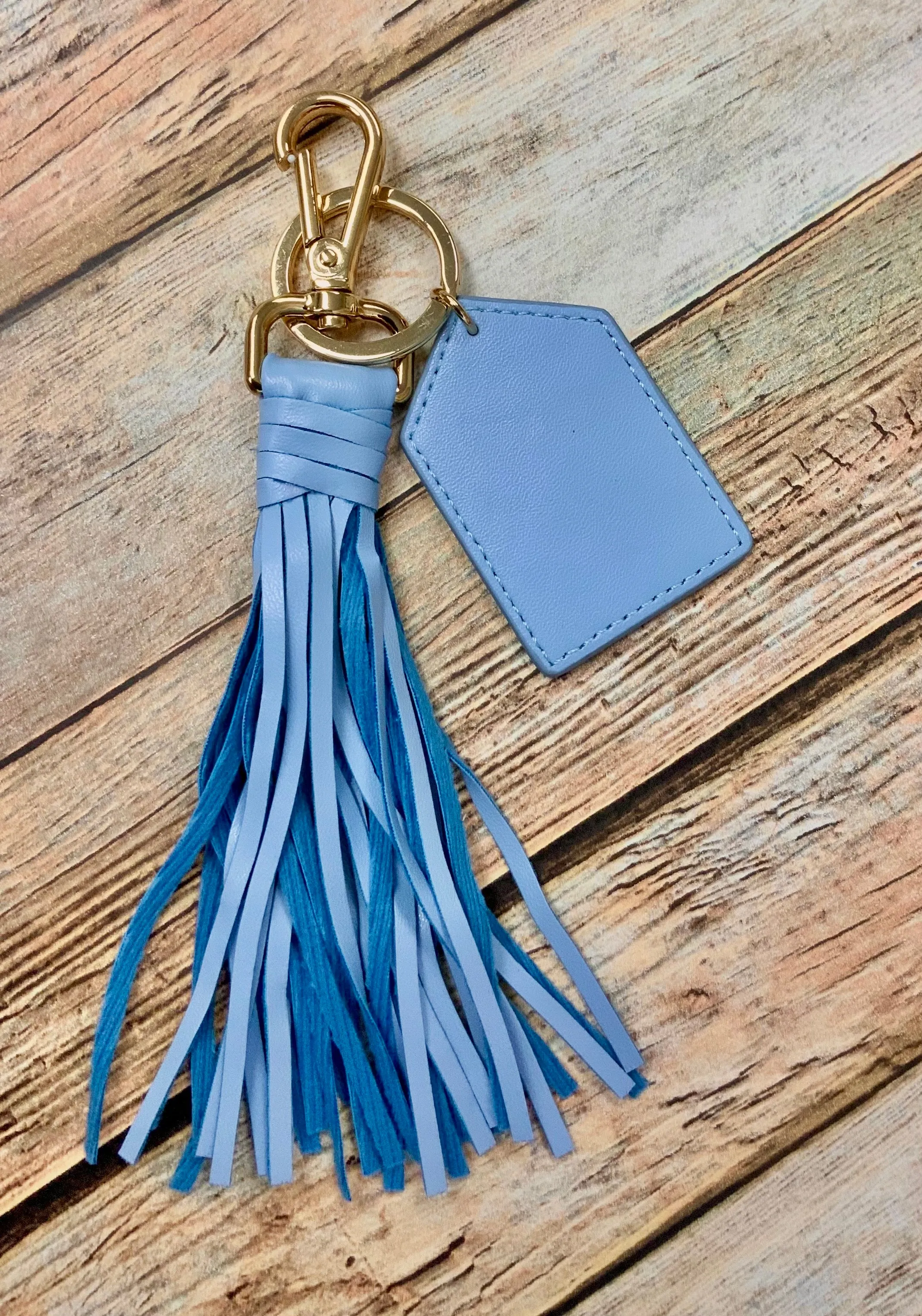 Monogram Faux Leather Tassel Keychain (Blank)