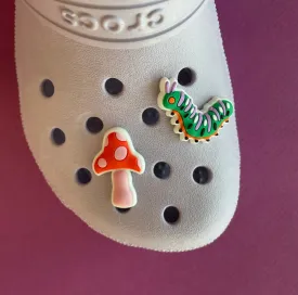 Mushroom & Caterpillar Clog Charms