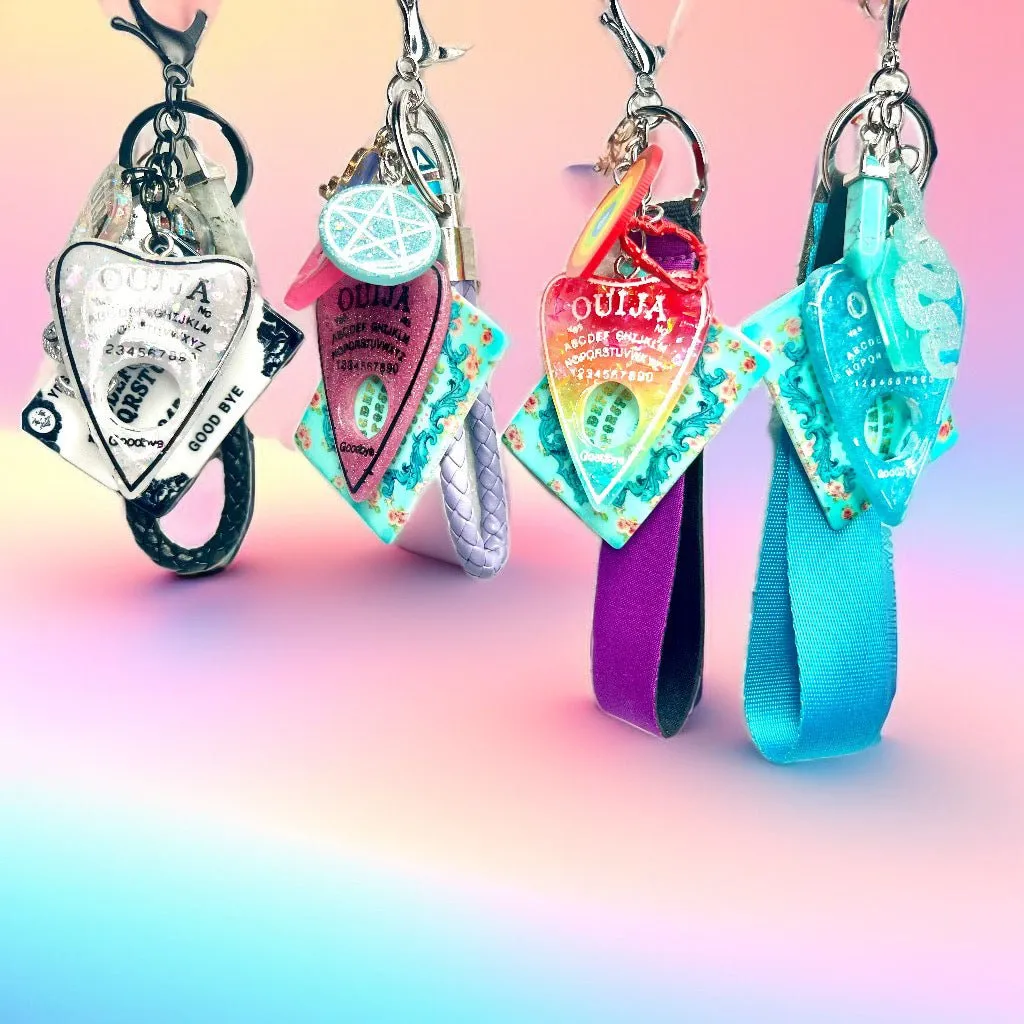 Ouija Board Keychain with Wristlet and Spooky Charms