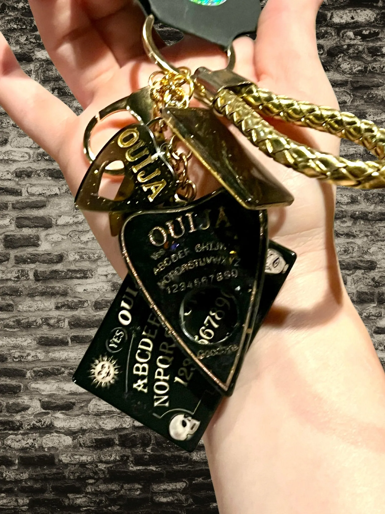 Ouija Board Keychain with Wristlet and Spooky Charms
