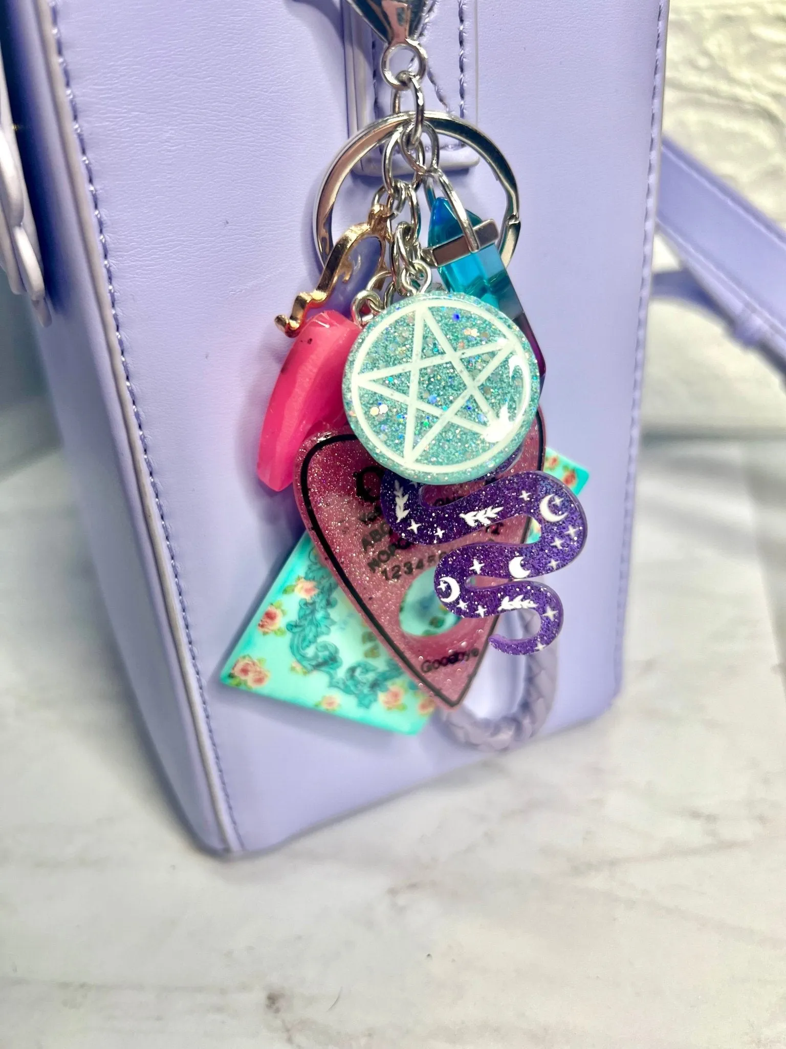 Ouija Board Keychain with Wristlet and Spooky Charms