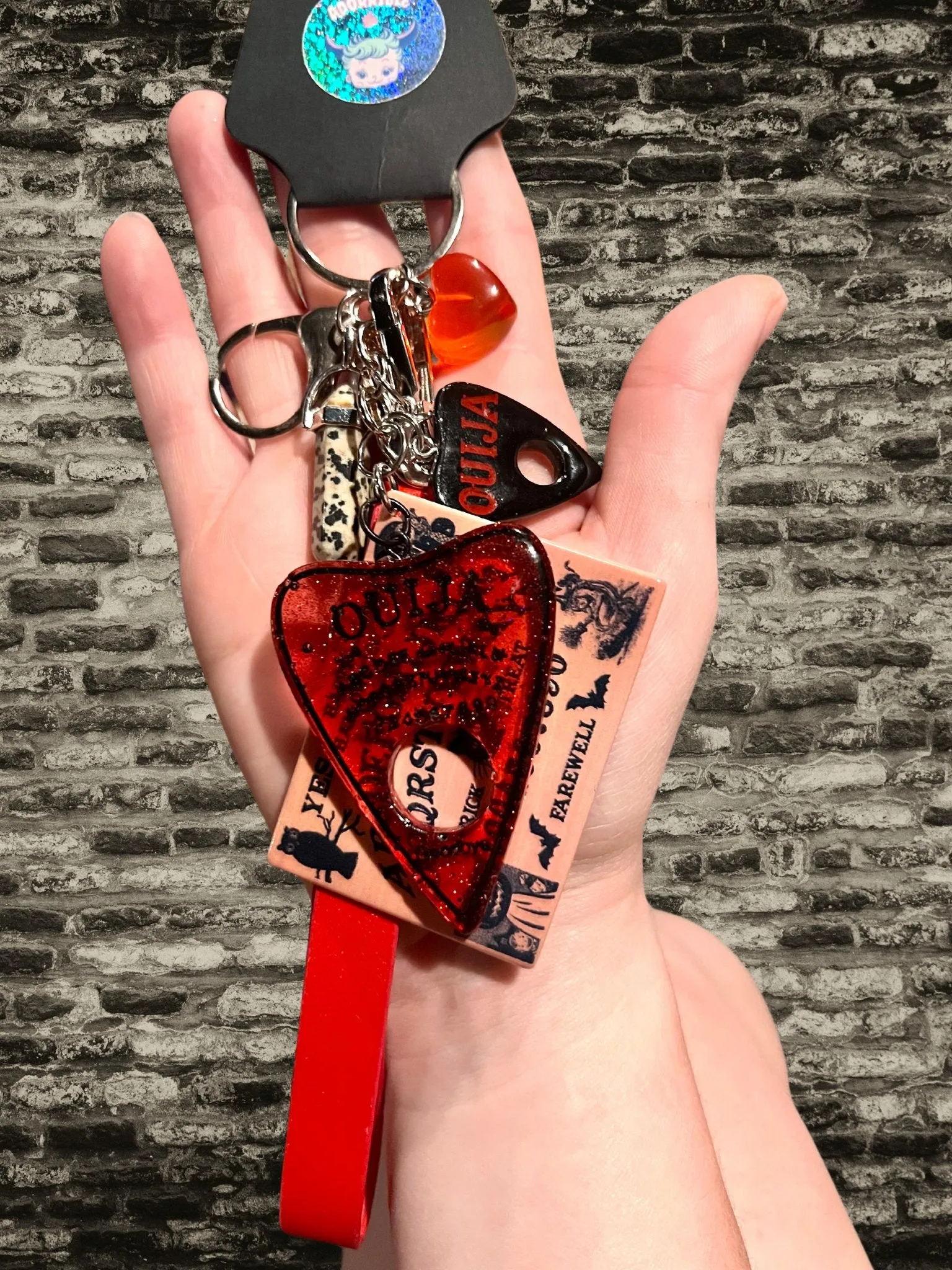 Ouija Board Keychain with Wristlet and Spooky Charms