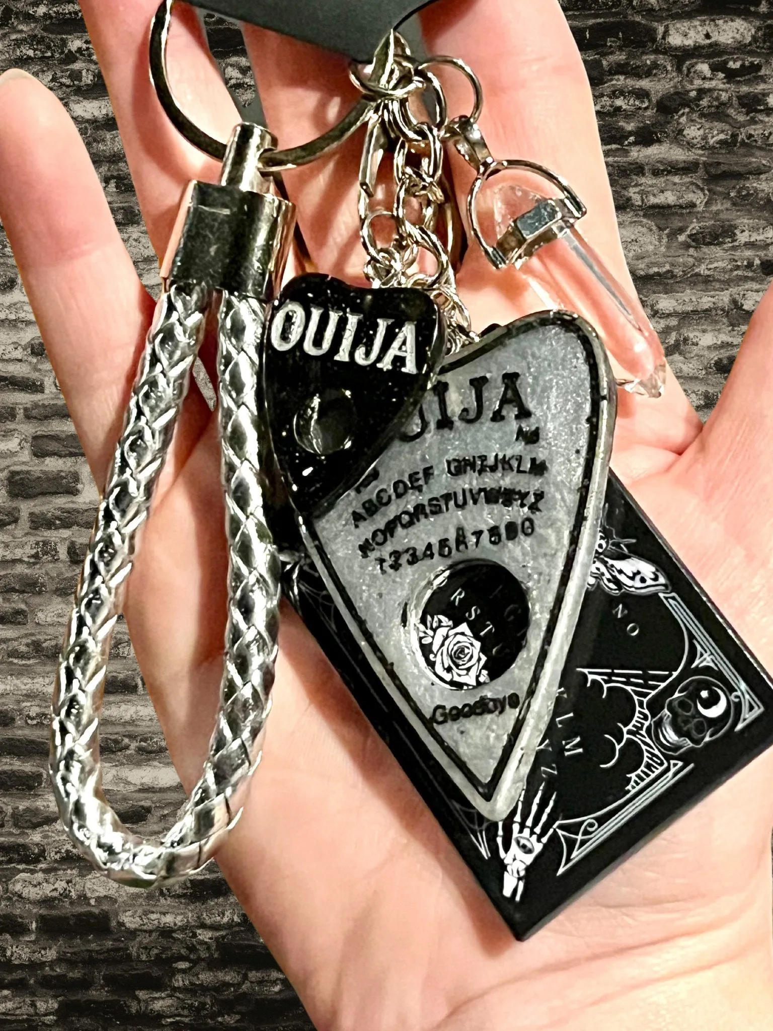 Ouija Board Keychain with Wristlet and Spooky Charms