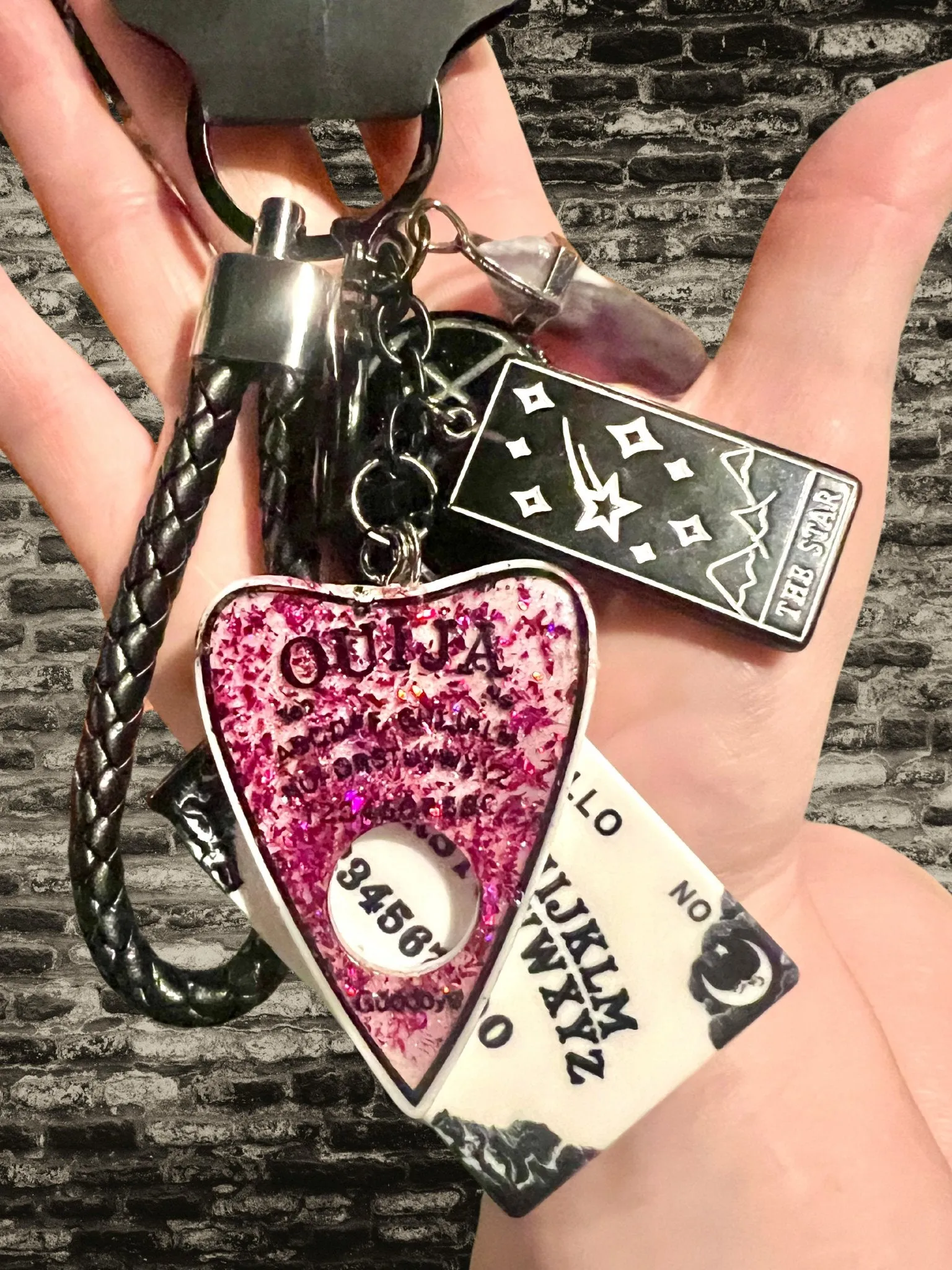 Ouija Board Keychain with Wristlet and Spooky Charms