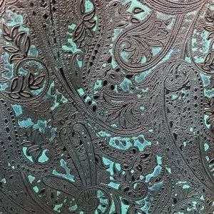 Paisley Aqua Embossed Leather