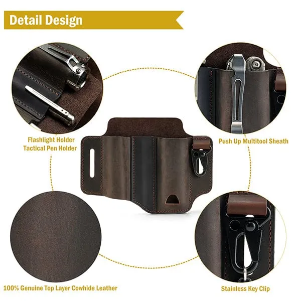 PJ29 Multitool Belt Sheath, EDC Leather Belt Organizer