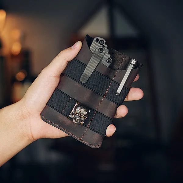 PL5 Pocket Organizer Leather Sheath, EDC Organizer with DIY Patch Area