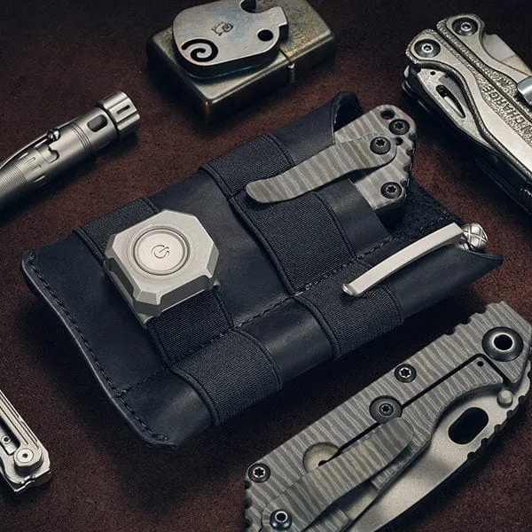 PL5 Pocket Organizer Leather Sheath, EDC Organizer with DIY Patch Area