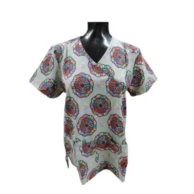 Printed Shirt Grey w/ Colorful Designs