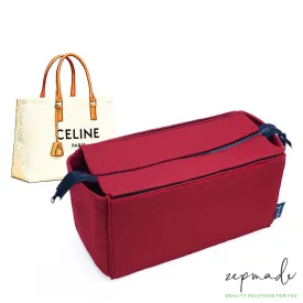 Purse Organizer Insert for Celine Horizontal Cabas, Bag Organizer with Zipper Top Closure and Single Bottle Holder