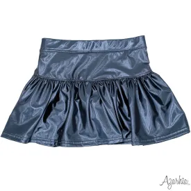 Slick Metallic Gathered Skort in Navy