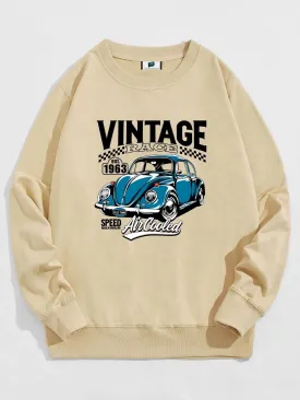 SXV  'Vintage Race Car’ Printed Cool Aesthetic Drop Shoulder Oversized Sweatshirt