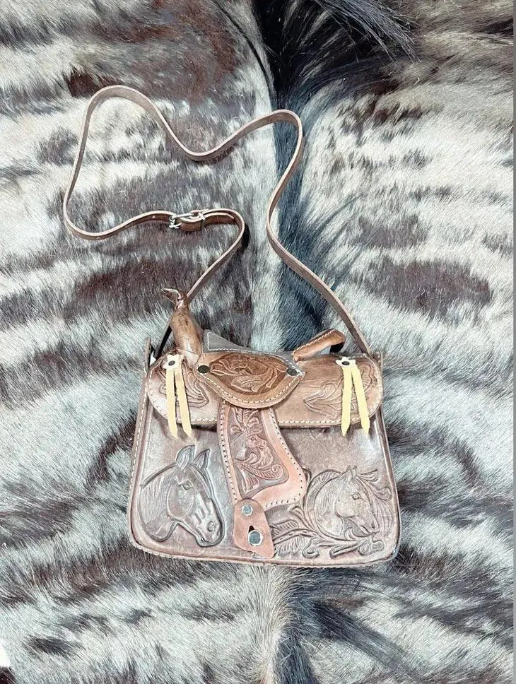 Tooled Leather Saddle Purse