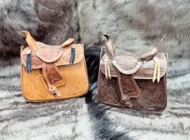 Tooled Leather Saddle Purse