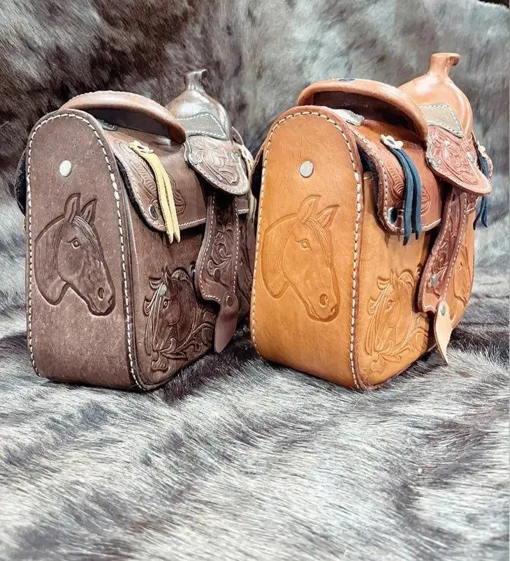Tooled Leather Saddle Purse