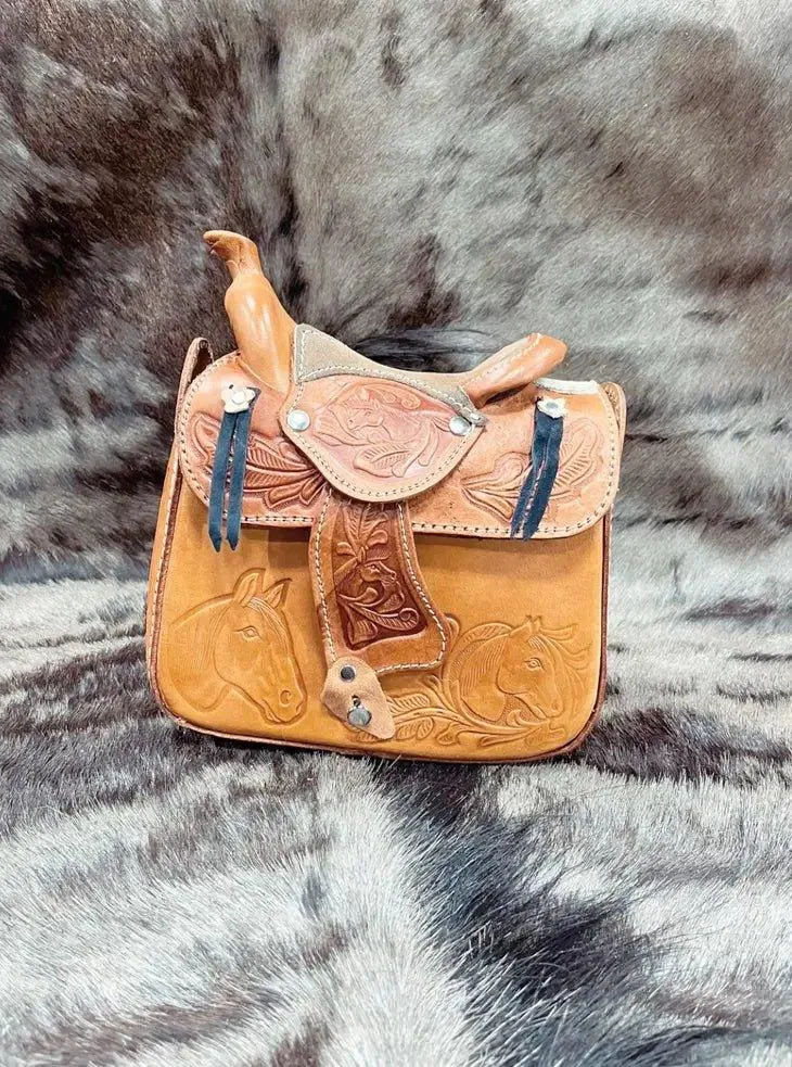 Tooled Leather Saddle Purse