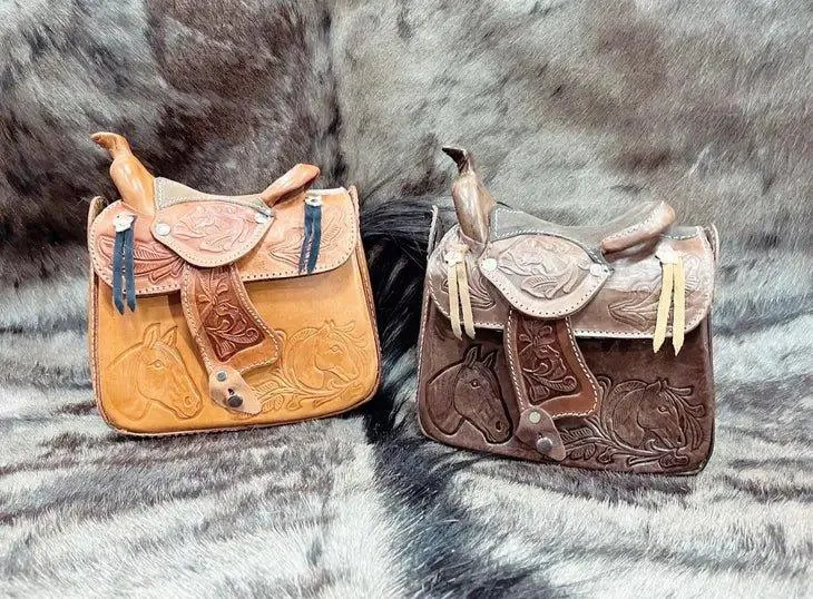 Tooled Leather Saddle Purse