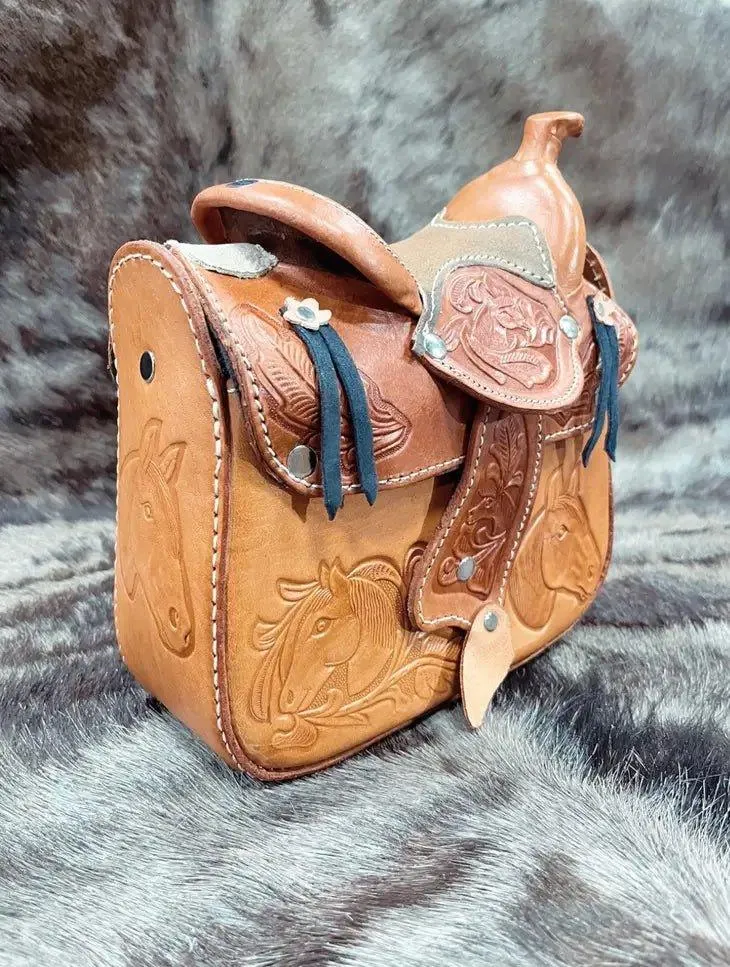 Tooled Leather Saddle Purse