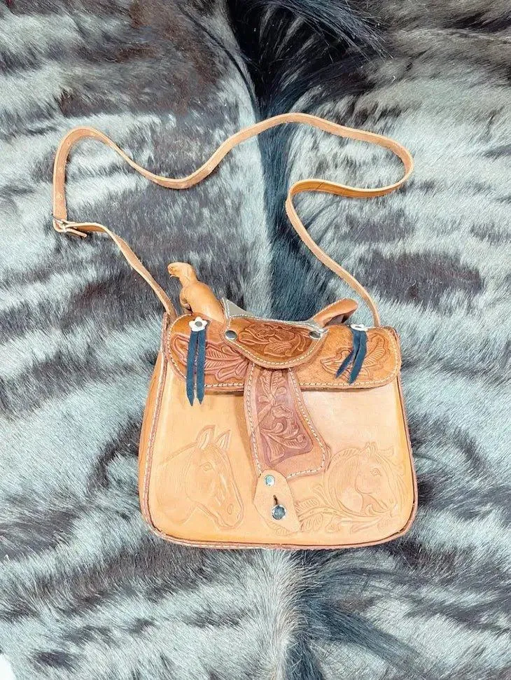 Tooled Leather Saddle Purse