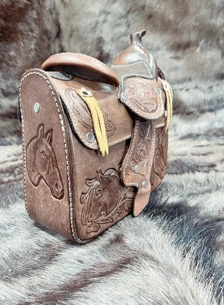 Tooled Leather Saddle Purse