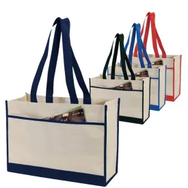 Two-Tone Polyester Tote Bag W/Side Pocket